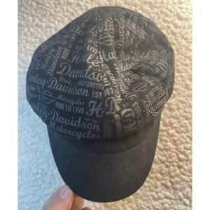 Harley-Davidson Hat Cap Fitted Womens Black Rhinestone Cadet Biker Motorcycle S